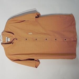 Columbia Sportswear Men's Orange Plaid Patterned Outdoor Shirt, Size XL